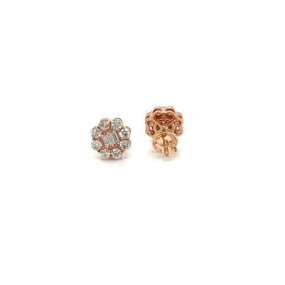 14K Gold Flower Shaped Earrings With Natural Diamonds 1.46ct  - SER10430