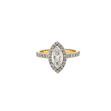 Marquise Cut Lab Diamond Ring in 14K Yellow Gold