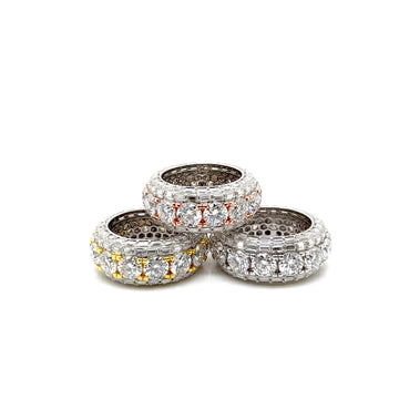 VVS Moissanite Multi-Row Lab Created Eternity Band Ring – .925 Sterling Silver