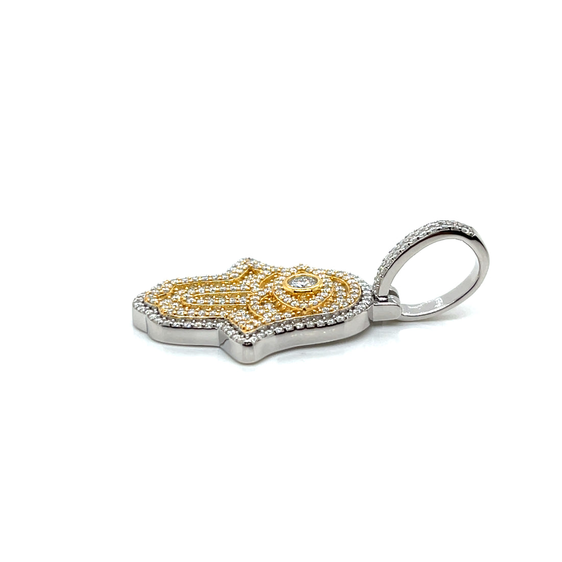1.7ct VVS Moissanite Hamsa Hand Pendant .925 Sterling Silver