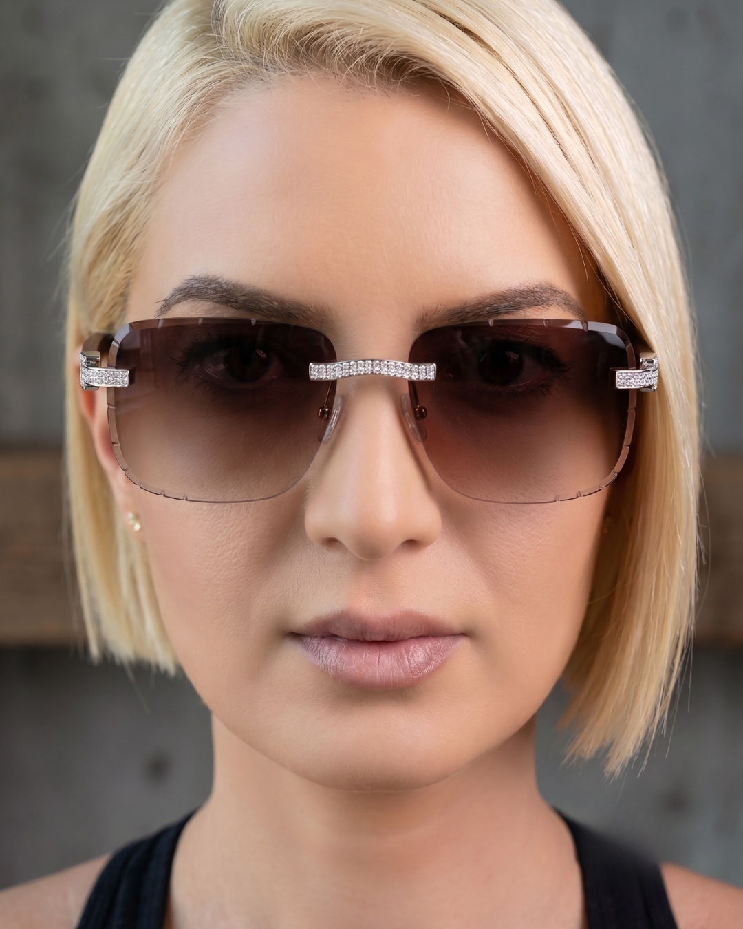 C-Decor Iced-Out Moissanite Rimless Sunglasses
