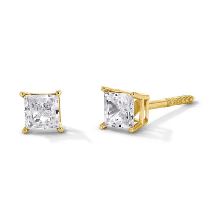 Princess-Cut Moissanite Solitaire Earrings in 10k Gold Stud - G212203