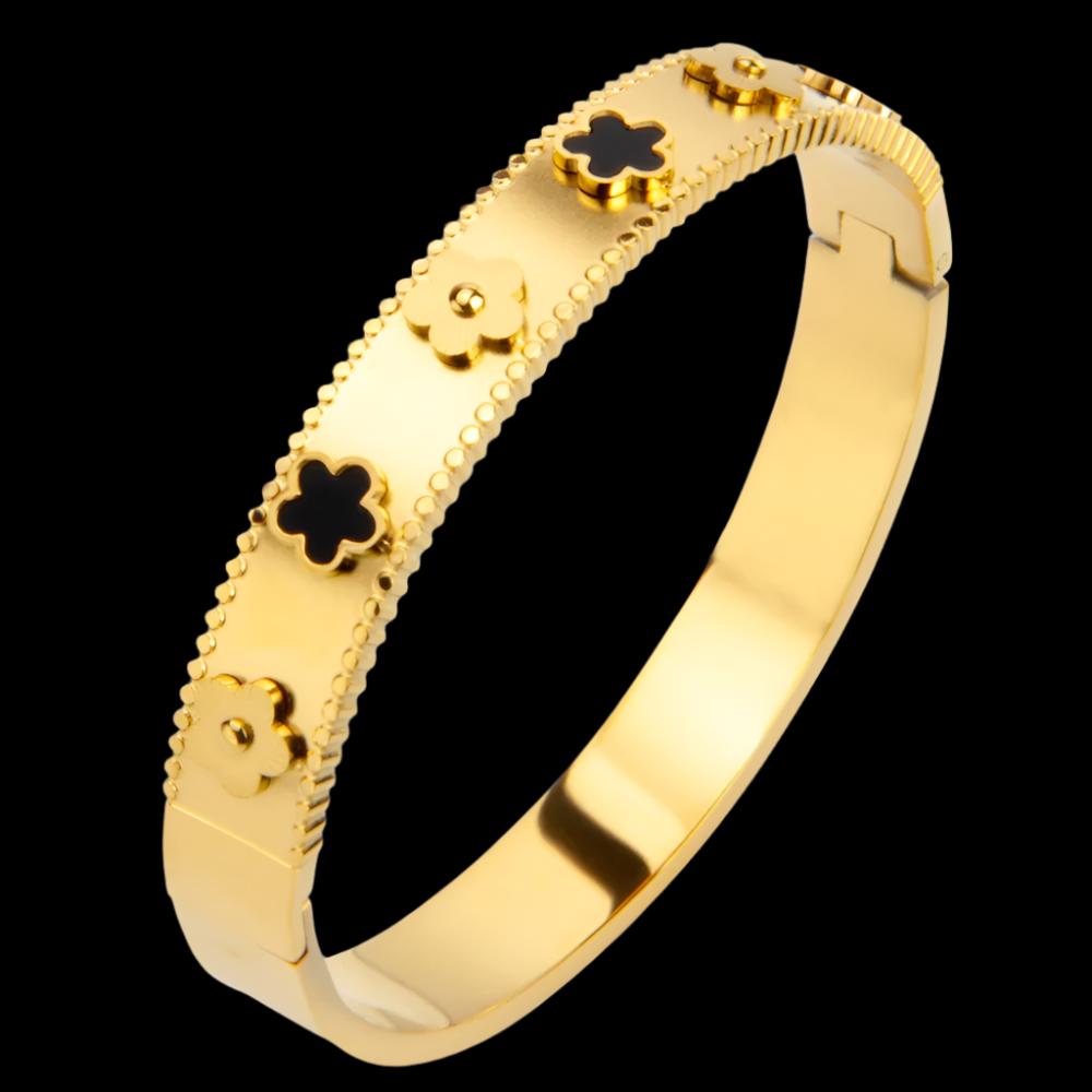 Gold Plated Flower Stainless Steel Bangle