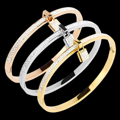 Fancy Plated Lock Women Jewelry Bangle