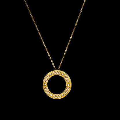 Fancy Inlaid Round Zirconia Pendant Necklace