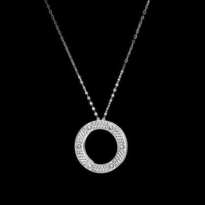 Fancy Inlaid Round Zirconia Pendant Necklace