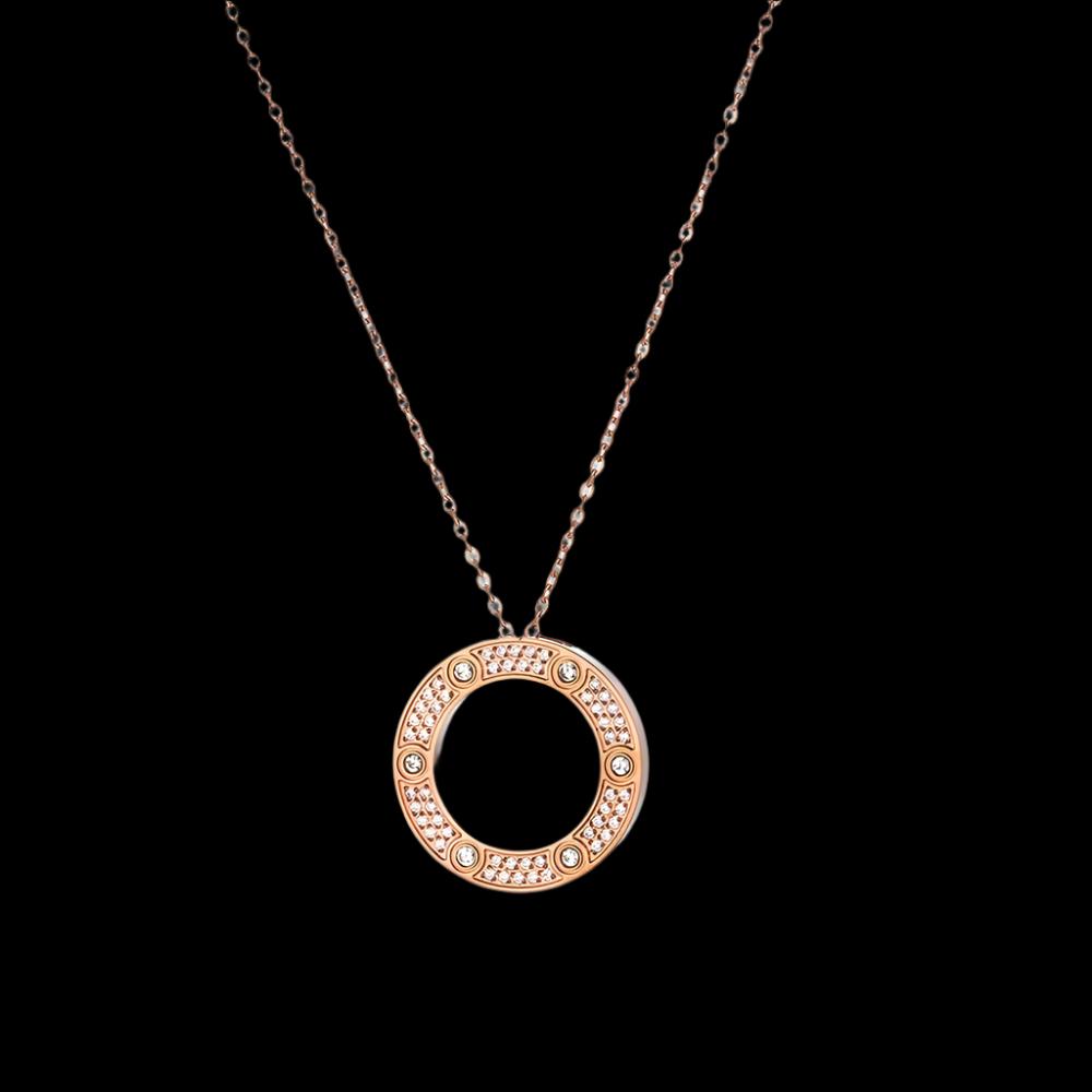 Fancy Inlaid Round Zirconia Pendant Necklace