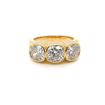 14K Gold Triple Lab Diamond Bezel Ring – 6ct Total Weight