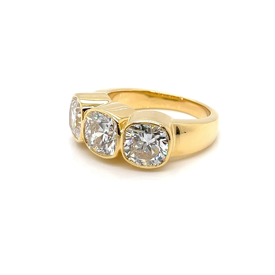 14K Gold Triple Lab Diamond Bezel Ring – 6ct Total Weight