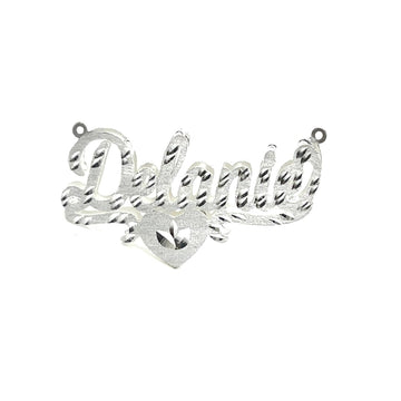 Custom Diamond-Cut Heart Script Nameplate Necklace