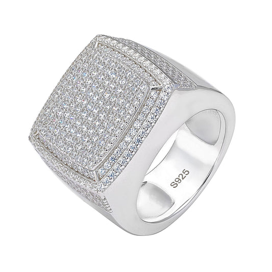 Stunning 925 Sterling Silver Moissanite Square Ring- M100029