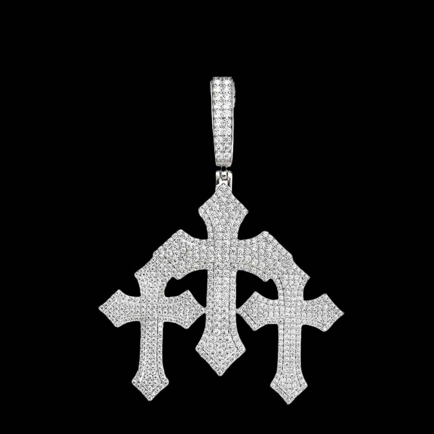 Silver Three Cross Pendant - C400019