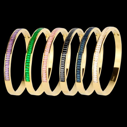 Emerald Colorful Fashion Jewelry Electroplated 18k Gold Plated Stainless Steel Bracelets Bangles