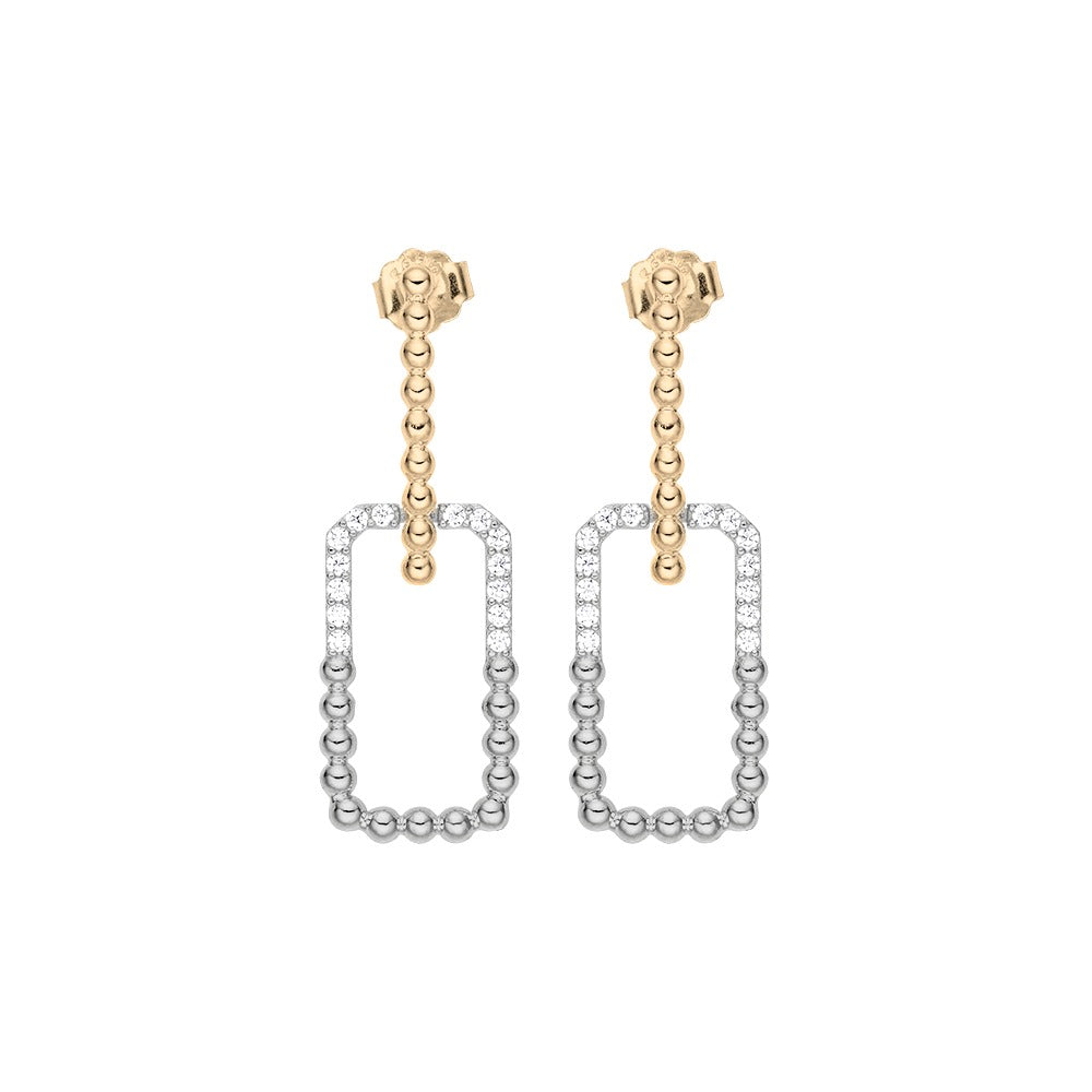 Moissanite Diamonds 14K Gold Rectangle Dangle Drop Earrings - G2009933