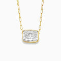 East-west bezel solitaire necklace, 2 ct, front view