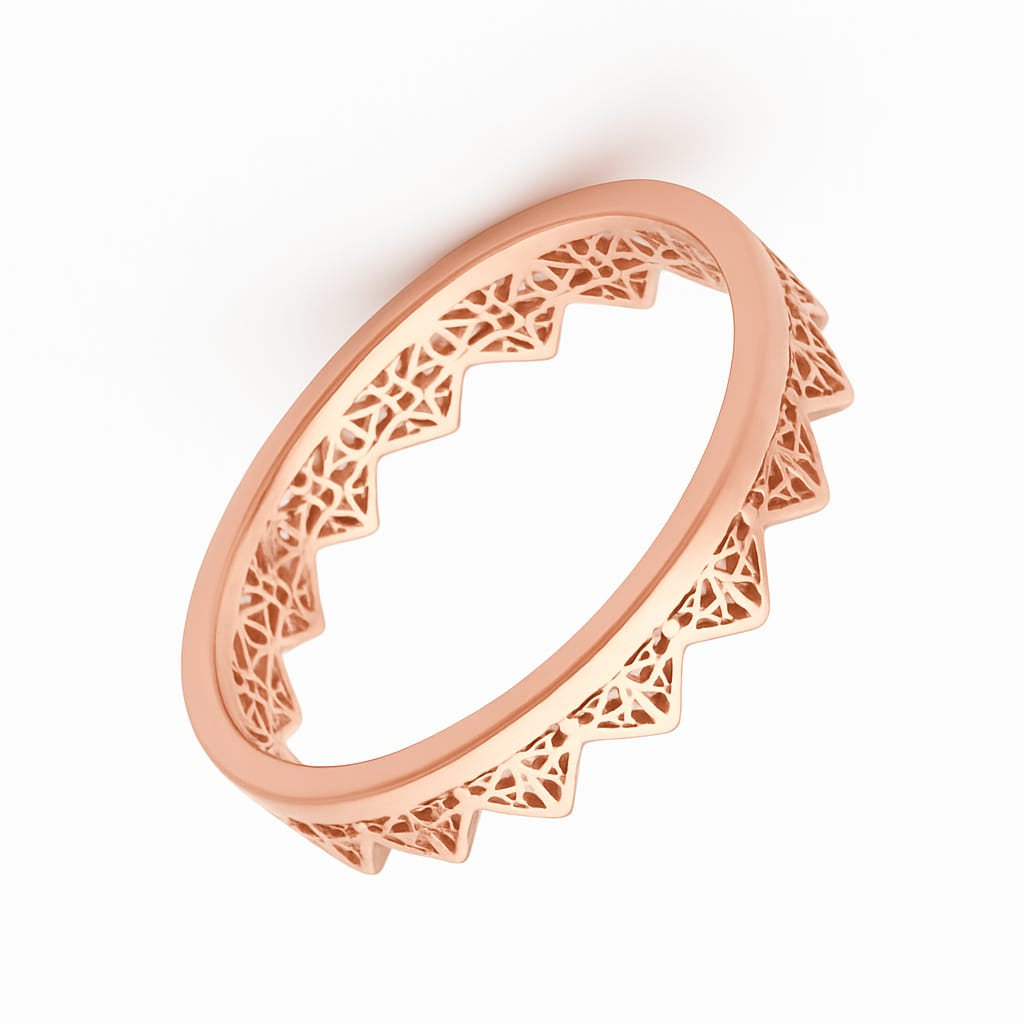Sterling Silver Crown Cut-Out Band Ring – Gold, Silver, Rose Gold