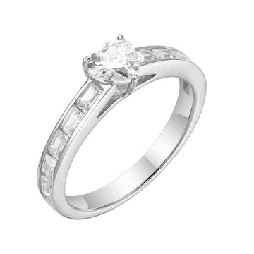 Sterling Silver Heart Cut Engagement Ring