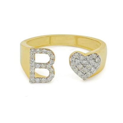 10k Initial Letter Natural Diamonds Stylish Rings SR26400