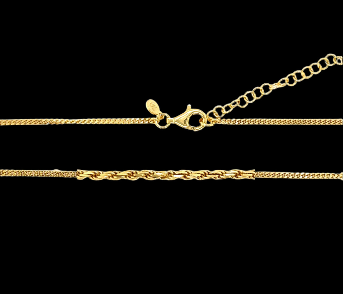 14K Gold Plated Baby Cuban And Rope Necklace