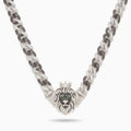 White tone version of the Crowned Lion Cuban chain with black and white stones