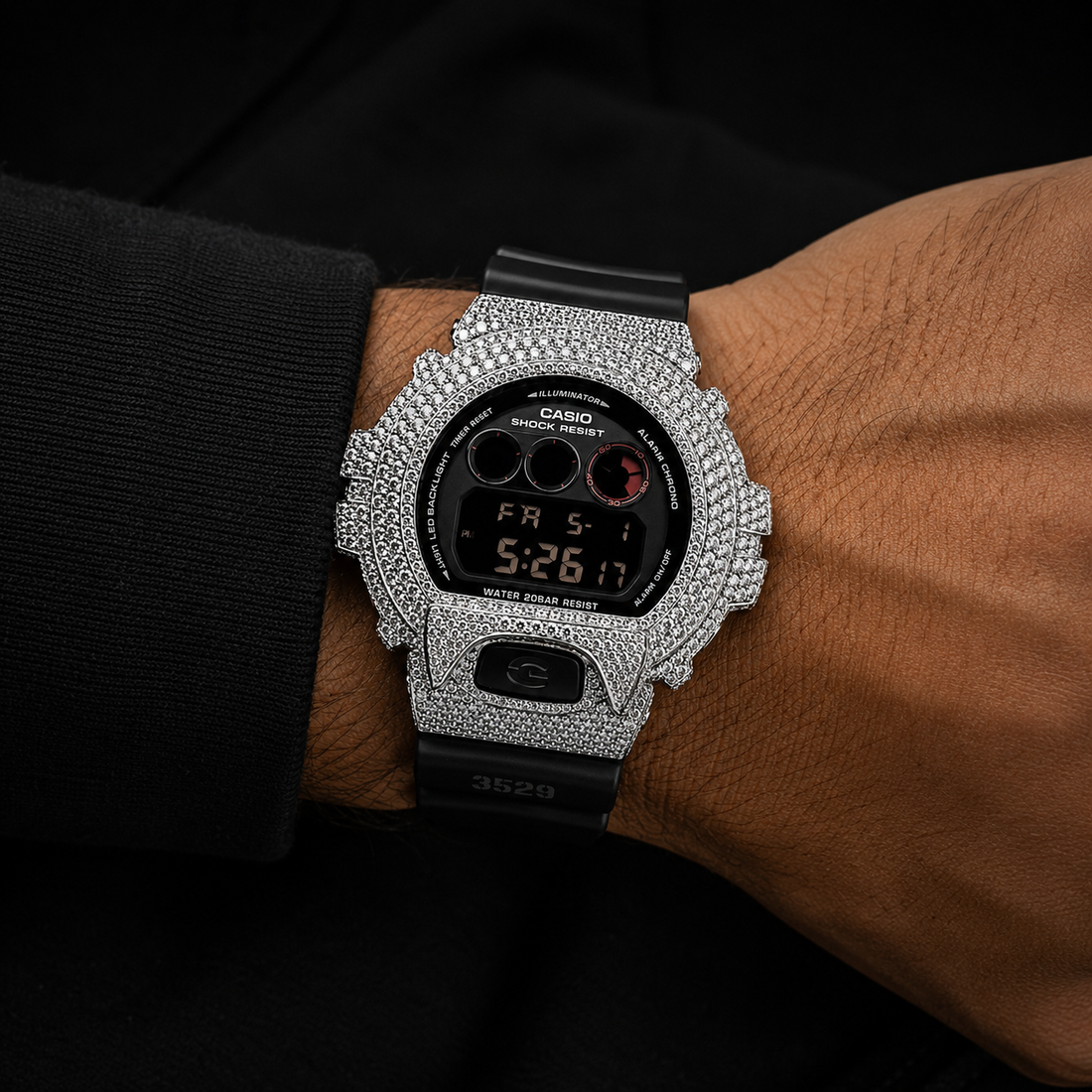 Iced Digital Watch Black Strap