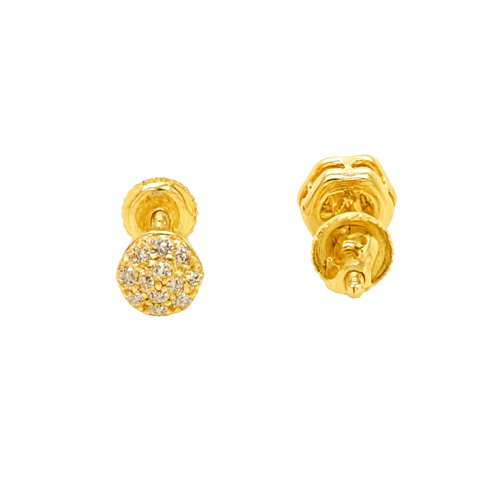 Lustrous Pavé Sphere Diamond Studs in 10K Gold