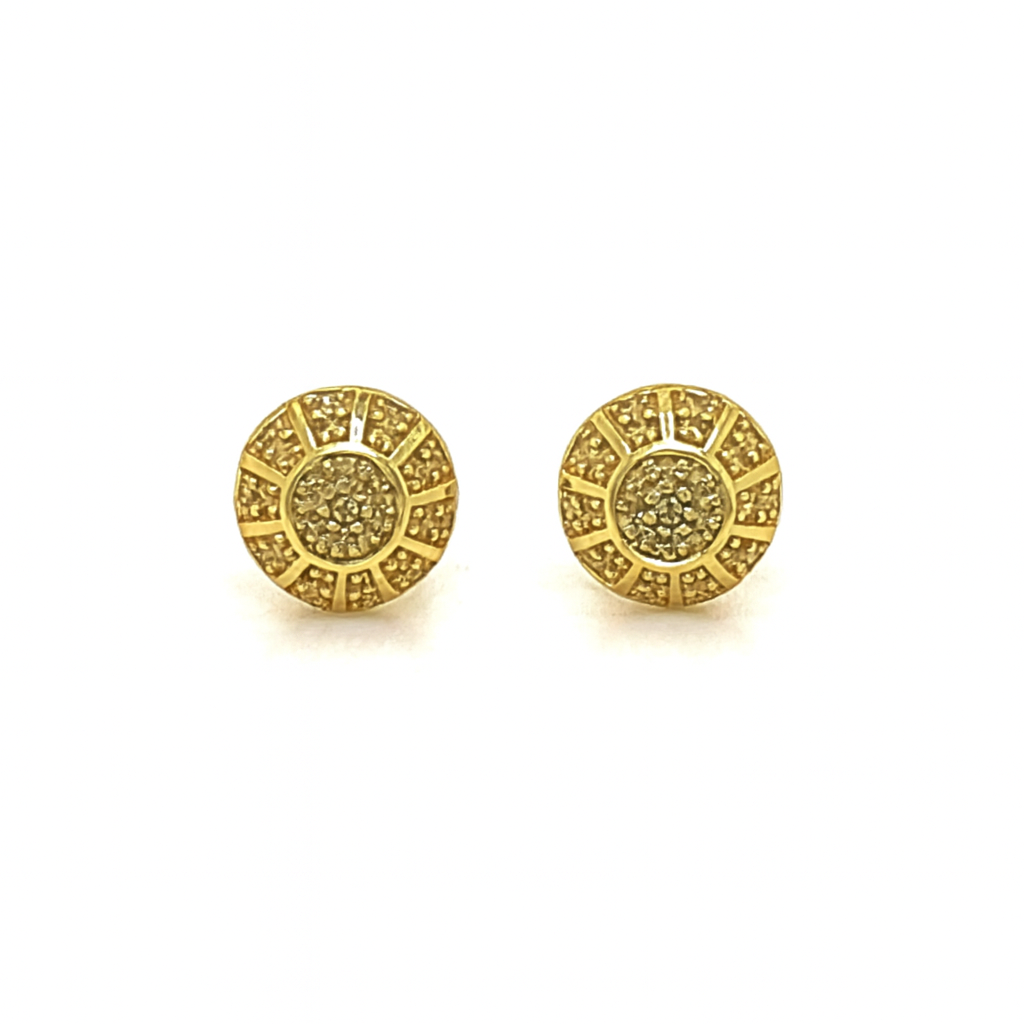 Vintage Halo Diamond Stud Earrings in 10K Gold