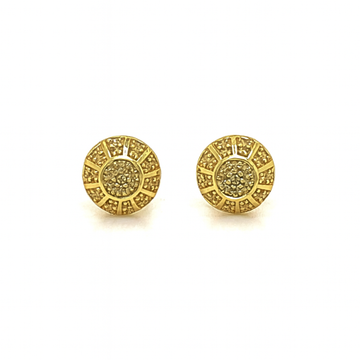 Vintage Halo Diamond Stud Earrings in 10K Gold