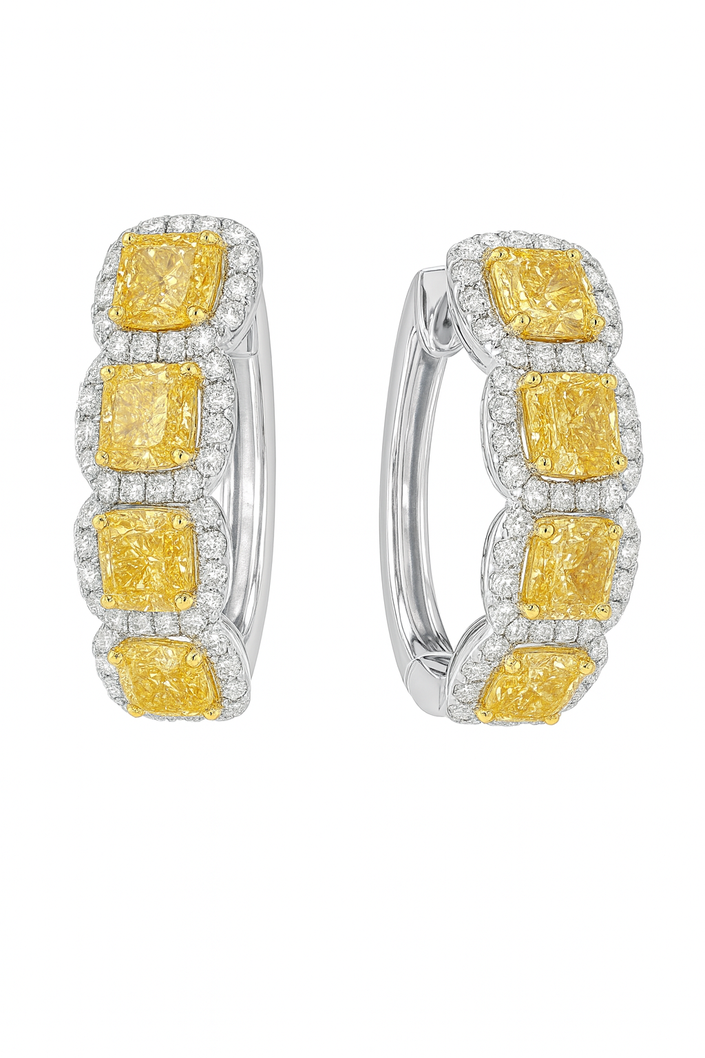 Golden Radiance Yellow Diamond Huggie Hoops White Gold Elegance