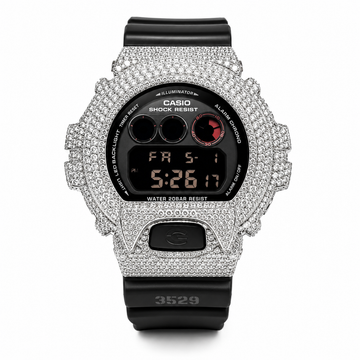 Original Luxury Lab-Grown Moissanite Casio G-Shock Resist Watch Silver & Black Digital Edition