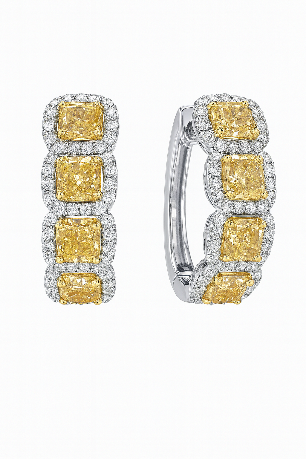 Golden Radiance Yellow Diamond Huggie Hoops White Gold Elegance