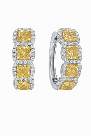 Golden Radiance Yellow Diamond Huggie Hoops White Gold Elegance