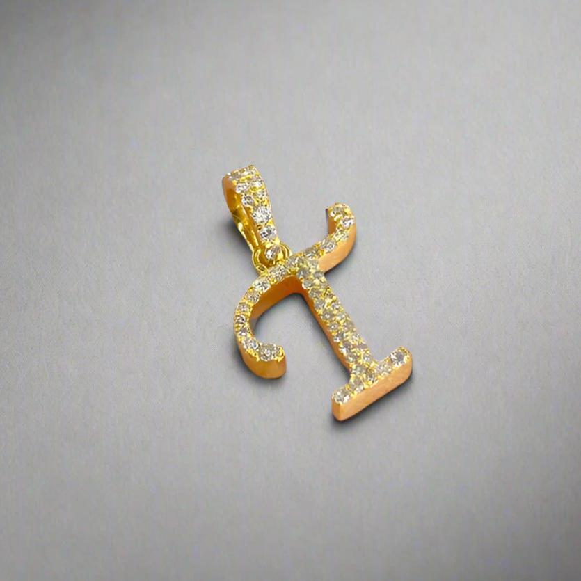 10K Cursive Initial Letter Diamond Pendants - SP20056