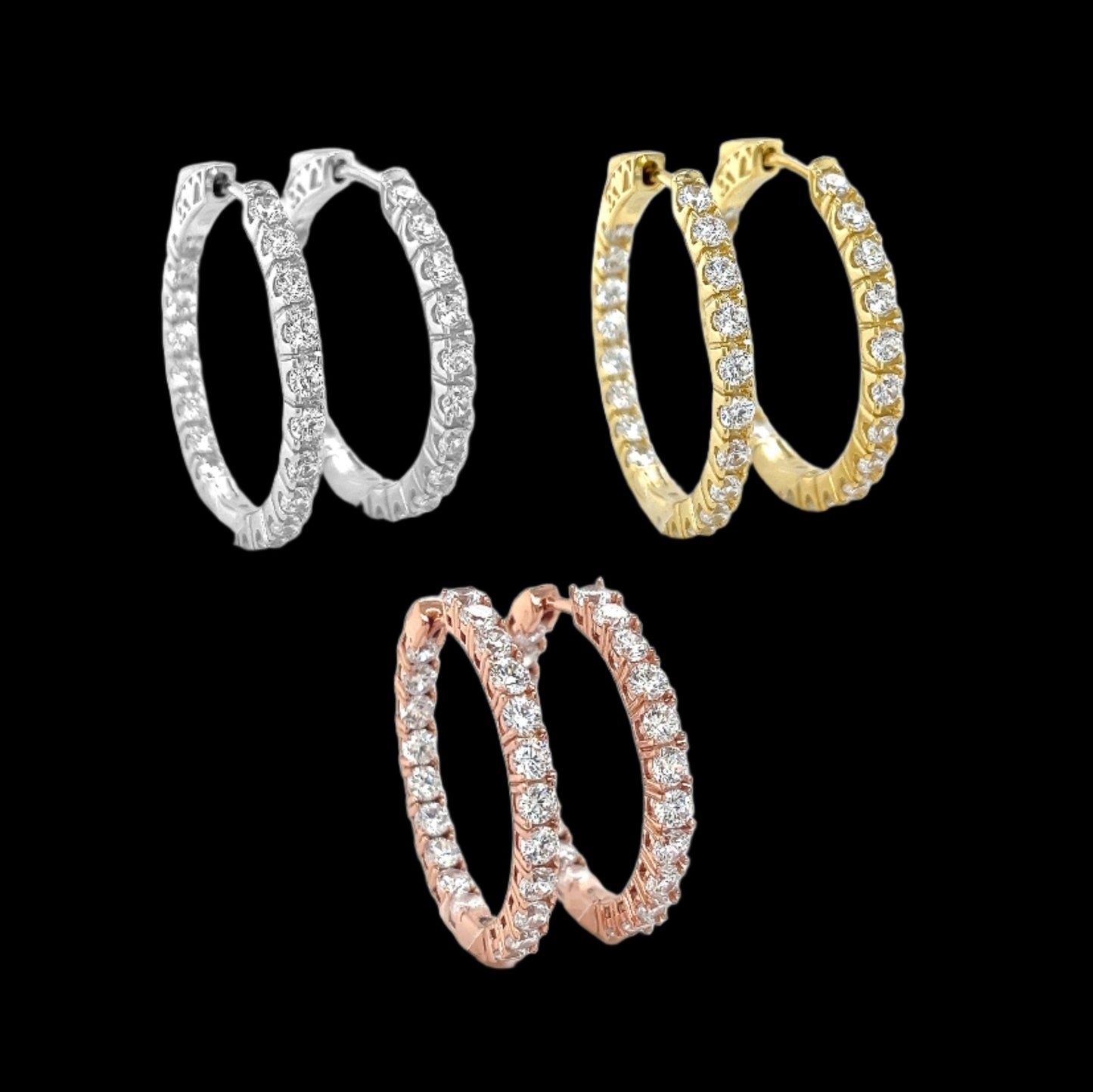 Inside Out Round Zirconia 2mm Eternity Huggie Delicate Hoops Earrings - C2350959