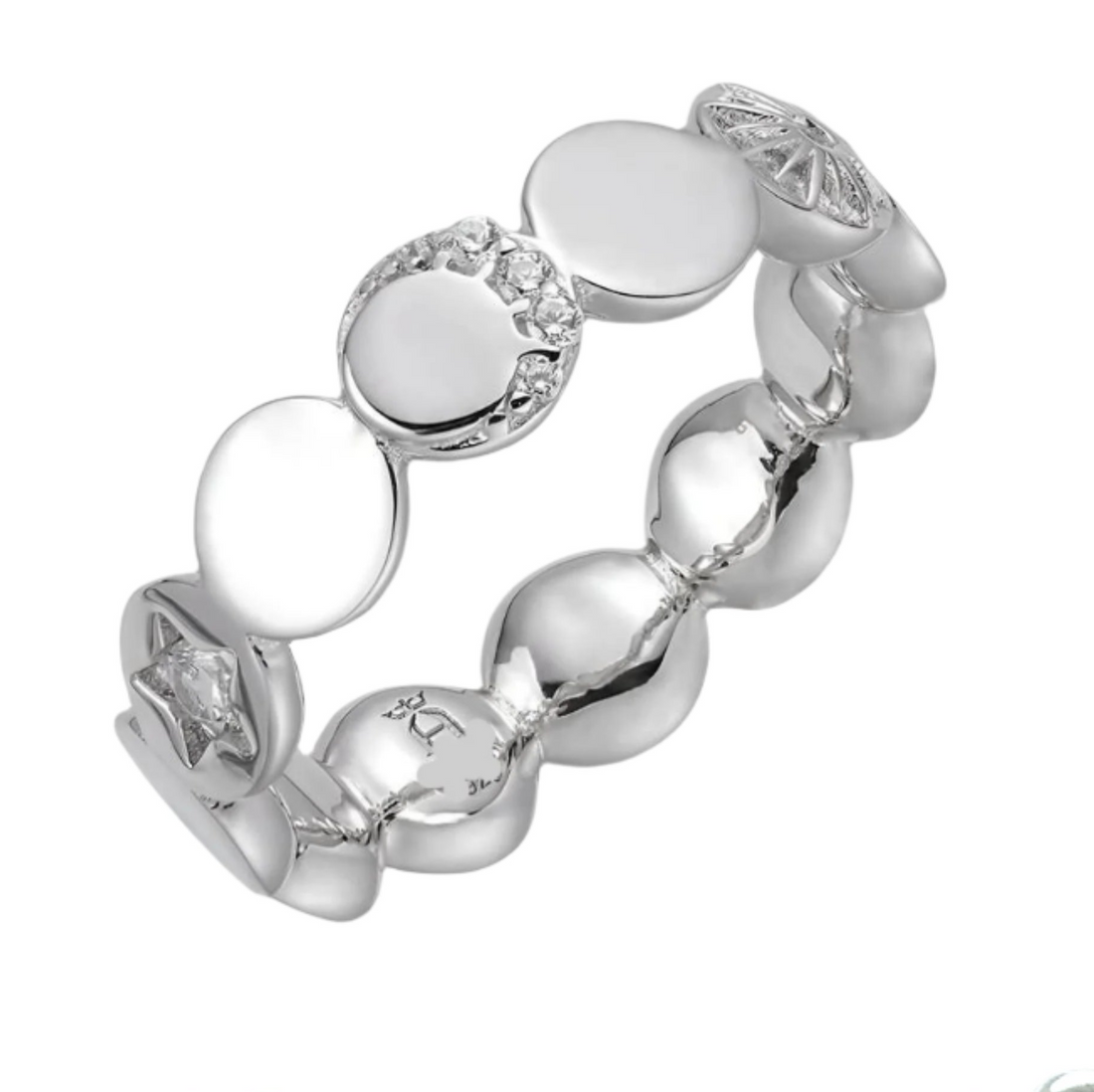 Sun Moon Star Pure Sterling Bubble Ring