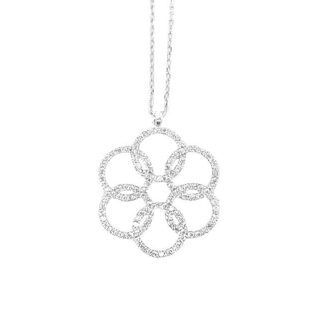 Circle Flower 925 Sterling Chains Necklaces 18" - C50119