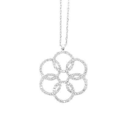 Circle Flower 925 Sterling Chains Necklaces 18" - C50119