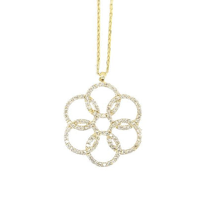 Circle Flower 925 Sterling Chains Necklaces 18" - C50119