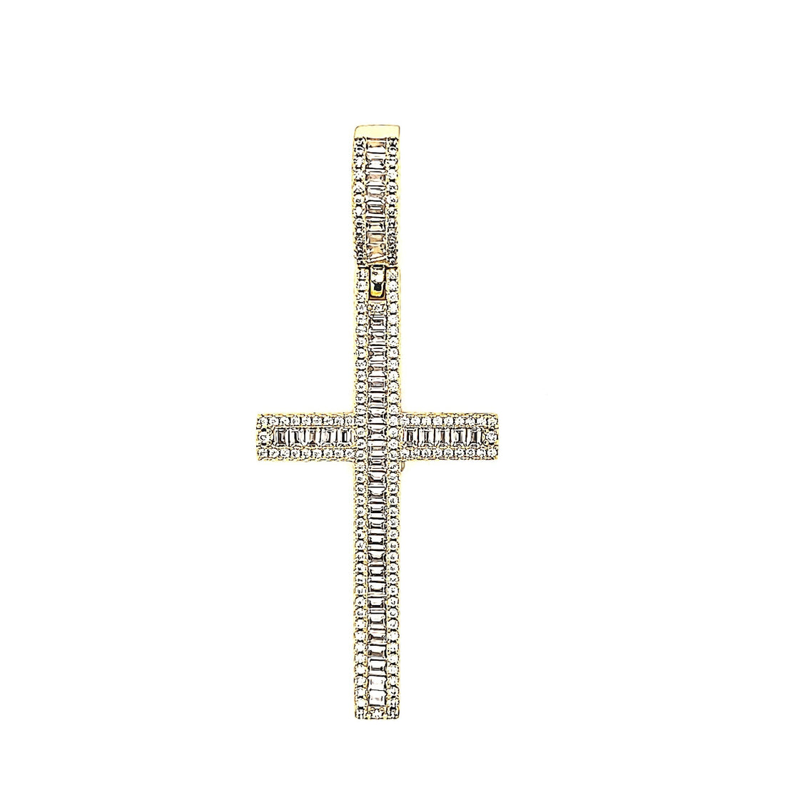 Round & Baguette Cubic Zirconia Cross 2.8" Pendant Charm - C416349