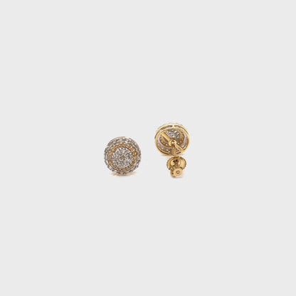 14K Two Gold Circle Shaped Screw back Earrings With 0.56ct of Natural Diamonds  - ER00413