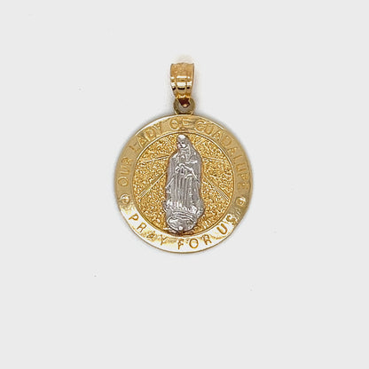 Colgante Redondo Virgen De Guadalupe De Oro De 14 Quilates