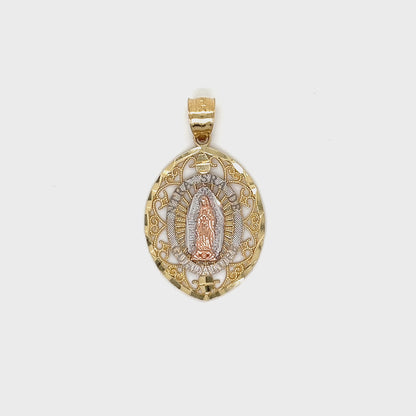 Colgante Virgen De Guadalupe De Dos Tonos Ovalado De Oro De 14 Quilates