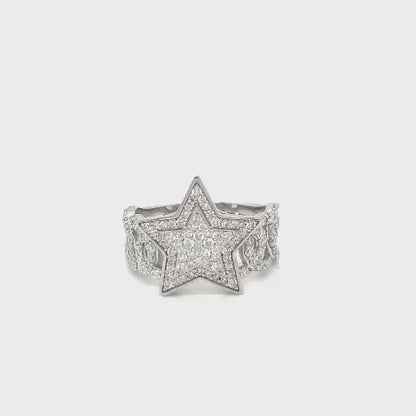 925 Sterling Silver Moissanite Star Ring - M100109