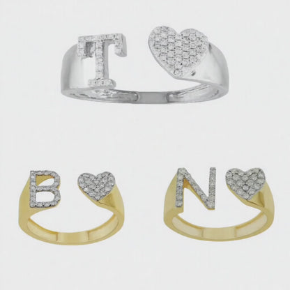 10k Initial Letter Natural Diamonds Stylish Rings SR26400