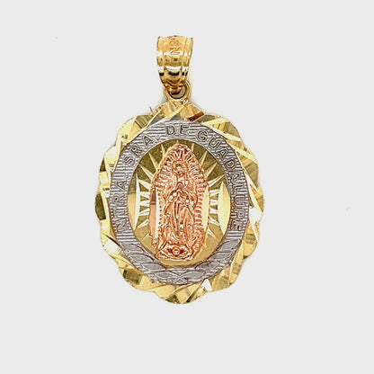 תליון Virgen De Guadalupe בשני גוונים מזהב 14K