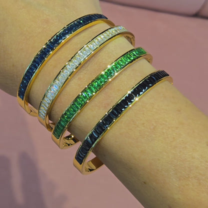 Emerald Colorful Fashion Jewelry Electroplated 18k Gold Plated Stainless Steel Bracelets Bangles