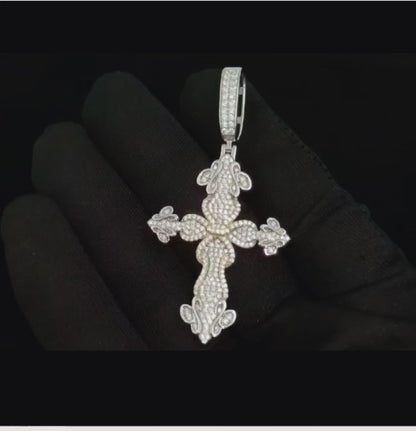 Two Tone 1.45CT Moissanite Sword of Thorns Cross Pendant Charm - M400149-cross