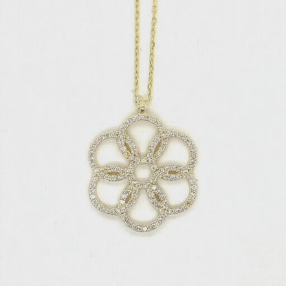 Circle Flower 925 Sterling Chains Necklaces 18" - C50119