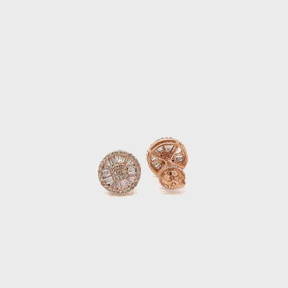 14K Gold Circle Shaped Natural Diamonds 0.6ct Earrings - SE23953