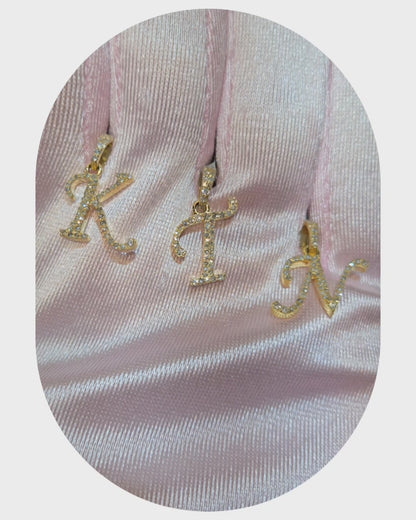 10K Cursive Initial Letter Diamond Pendants - SP20056